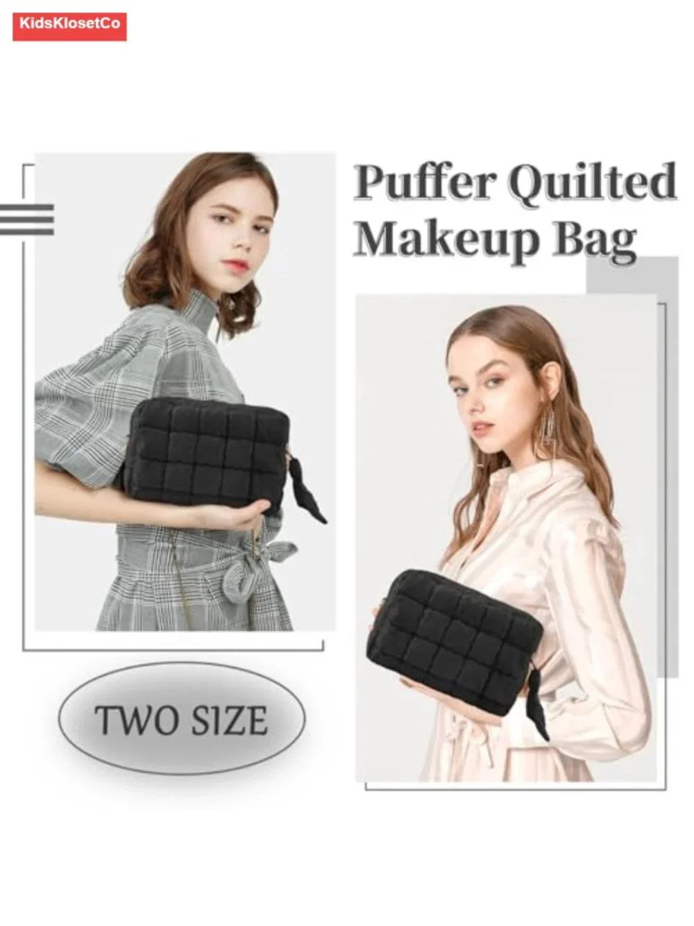 Quilted Makeup Bag Puffer Cosmetic Travel Toiletry Pouch Organizer with Pockets